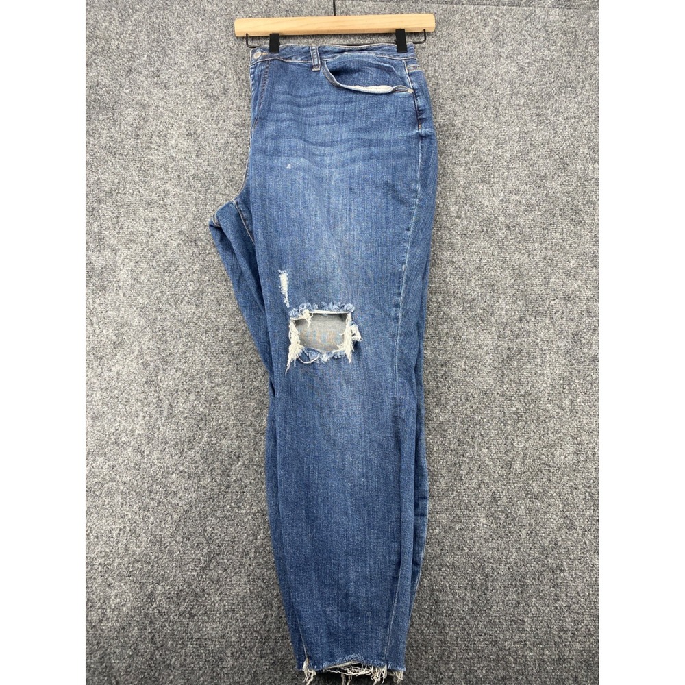 Judy Blue Skinny Fit Distressed Jeans Womens 24W Blue Denim Knee Rip Raw Hem 27"